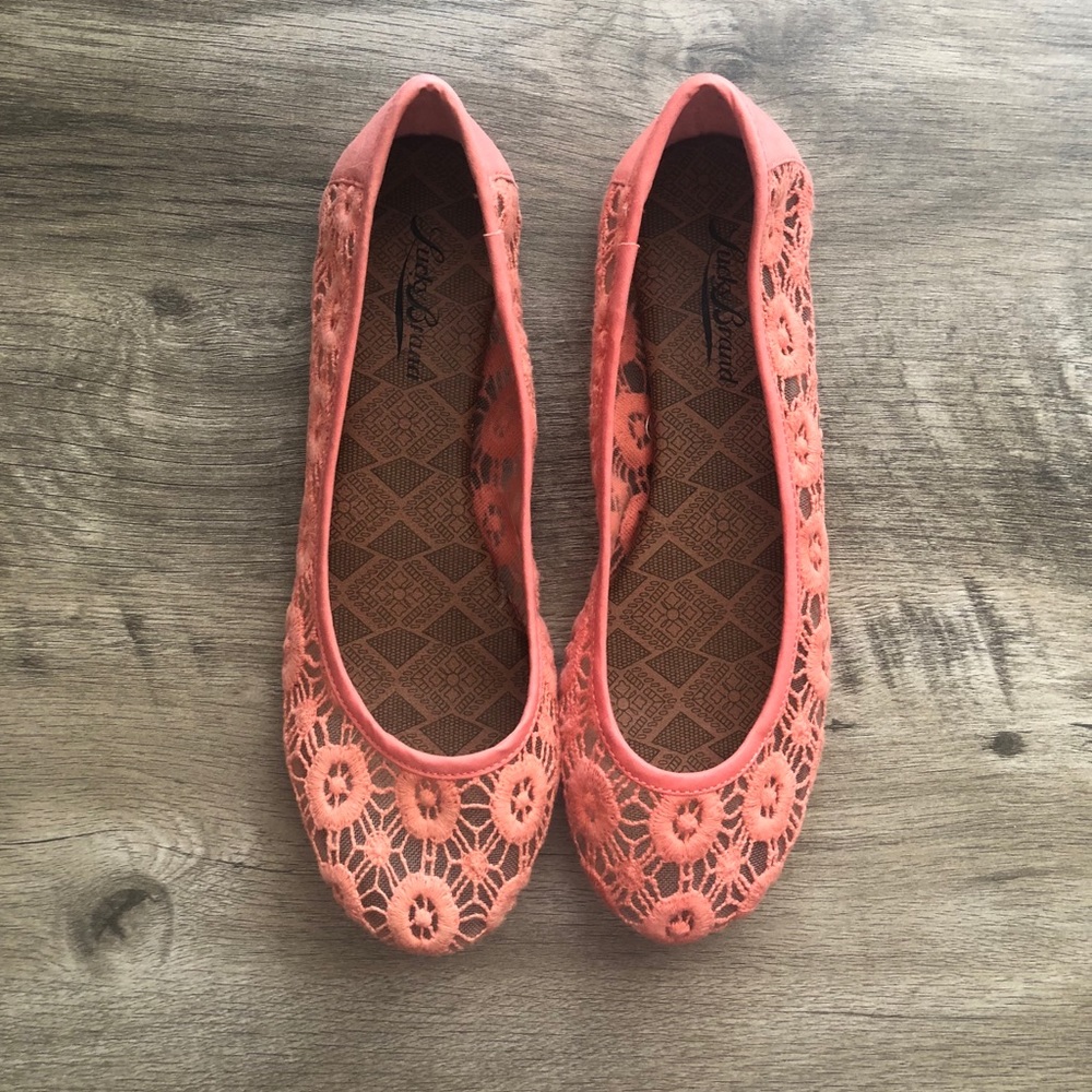 Lucky Brand Peach Crochet flats